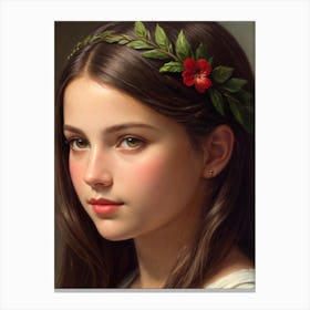 Girl With Flowers 4 Canvas Print