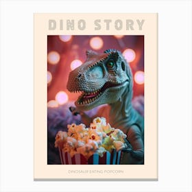 Pastel Toy Dinosaur Eating Popcorn 2 Poster Canvas Print