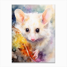 Light Watercolor Painting Of A Playful Possum 3 Canvas Print