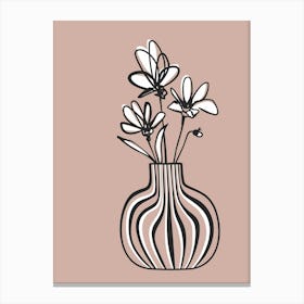 Vase and Flowers Lines Canvas Print