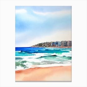 Bondi Beach, Sydney, Australia Watercolour Canvas Print