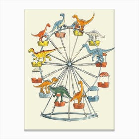 Cute Dinosaur In A Ferris Wheel Illustration Canvas Print