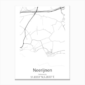 Neerijnen,Netherlands Minimalist Map Canvas Print