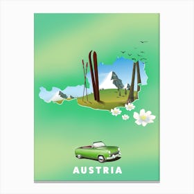 Austria travel map  Canvas Print
