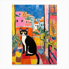 Painting Of A Cat In Malaga Spain 4 Canvas Print