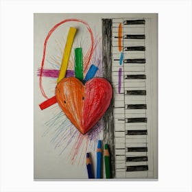 Heart And Piano Canvas Print