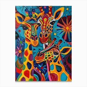 Geometric Colourful Giraffes 3 Canvas Print