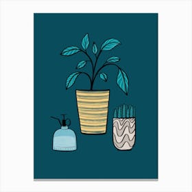 Potted Plants Hand-drawn Canvas Print