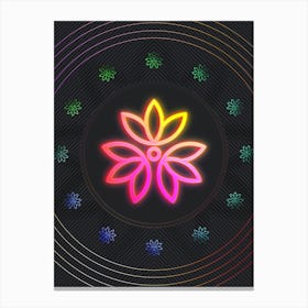 Neon Geometric Glyph in Pink and Yellow Circle Array on Black n.0003 Canvas Print