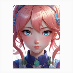 Anime Girl With Pink Hair Canvas Print