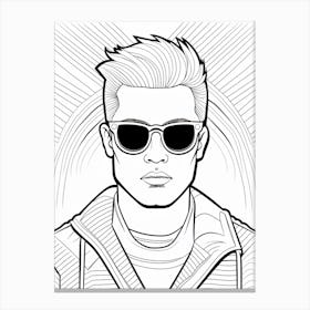 Person With Glasses Colouring Book Style 2 Canvas Print