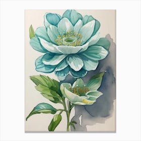 Watercolor Of A Blue Flower Canvas Print
