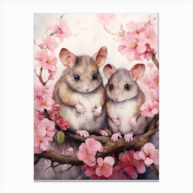Adorable Chubby Baby Possum With Mother 2 Canvas Print