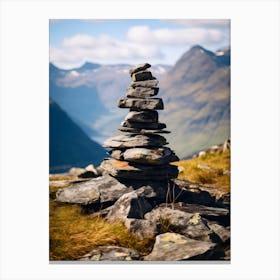 Stone Cairn in the Mountains 1 Canvas Print