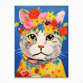 Scottish Fold Cat With A Flower Crown Painting Matisse Style 4 Canvas Print