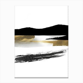 Black And Gold Brushstrokes 2 Canvas Print