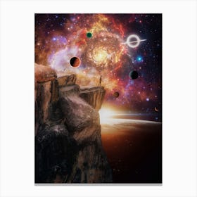 On Top Of The Cliff And Ballet Of Planets Canvas Print