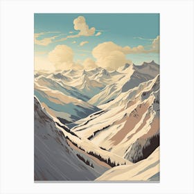 Les 3 Vallees   France, Ski Resort Illustration 3 Simple Style Canvas Print