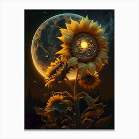 Sunflowers In The Moonlight Canvas Print