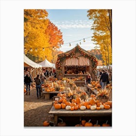 An Old Style Fall Fair Set Amid The Heart Of A Golden Hued Forest The Venue Is Bedecked With Lively 2 1 Canvas Print