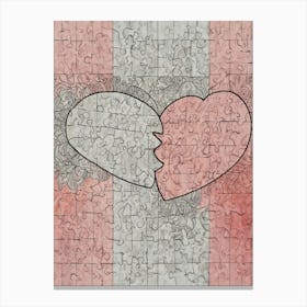 Jigsaw Puzzle Hearts Canvas Print