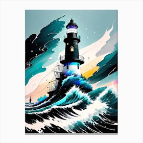 Lighthouse In The Ocean 3 Canvas Print