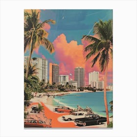 Miami   Retro Collage Style 4 Canvas Print