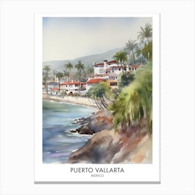 Puerto Vallarta 2 Watercolour Travel Poster Canvas Print