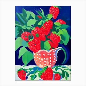 Everbearing Strawberries, Plant, Colourful Brushstroke Painting Canvas Print