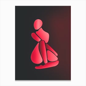 Red Woman Sitting On A Chair Canvas Print