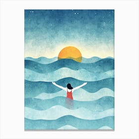 Girl In The Ocean Canvas Print