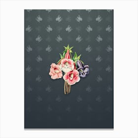 Vintage Gloxinia Flower Botanical on Slate Gray Pattern Canvas Print