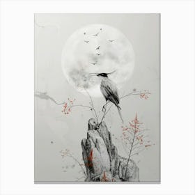 Bird In The Moonlight Canvas Print