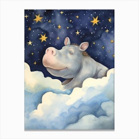Baby Hippopotamus 1 Sleeping In The Clouds Canvas Print