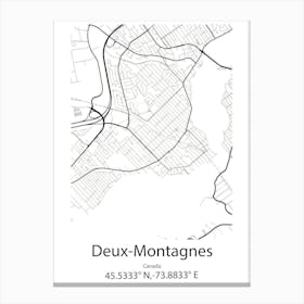 Deux Montagnes,Canada Minimalist Map Canvas Print