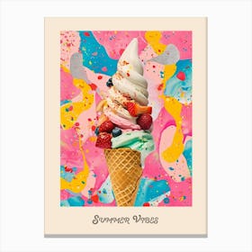 Summer Vibes Ice Cream Poster 4 Canvas Print