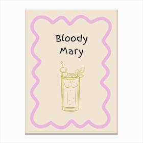 Bloody Mary Doodle Poster Lilac & Green Canvas Print