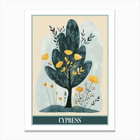 Cypress Tree Flat Illustration 3 Poster Canvas Print