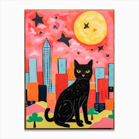Dallas, United States Skyline With A Cat 0 Canvas Print