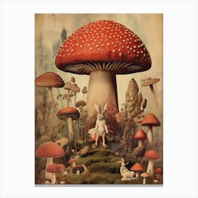 Mushroom And Bunny 1 Canvas Print