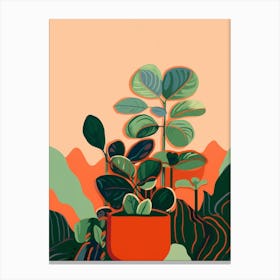 Boho Plant Painting Peperomia Plant 1 Canvas Print