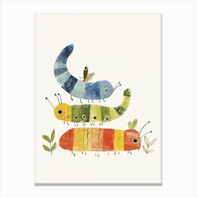 Colourful Insect Illustration Catepillar 6 Canvas Print