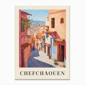 Chefchaouen Morocco 1 Vintage Pink Travel Illustration Poster Canvas Print