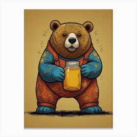 Bear With Honey Canvas Print