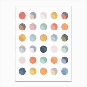 Boho Dots Abstract Art, Scandinavian, minimal, colorful, preppy, cool, aesthetic, pattern, calm, soothing, pop, fine, art, minimalist Canvas Print