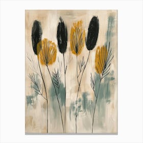 Yellow And Black Flowers Canvas Print