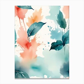 Watercolor Leaves Seamless Pattern 1 Canvas Print