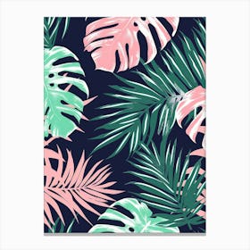 Tropical Leaves Seamless Pattern 17 Canvas Print