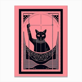 The Hanged Man Tarot Card, Black Cat In Pink 0 Canvas Print