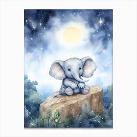 Elephant Painting Stargazing Watercolour 2 Canvas Print